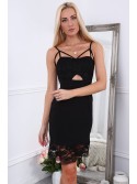 Rochie cu bretele pe decolteu, neagra ZZ290 - Magazin online - Boutique